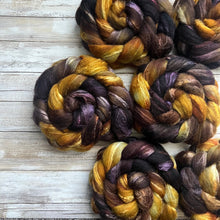 Load image into Gallery viewer, Grey Merino Tussah Silk Blend - &quot;Crisp&quot; - Hand Dyed Wool Combed Top - Soft Spinning Fiber
