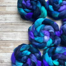 Load image into Gallery viewer, Perendale Hand Dyed Combed Top - &quot;Symphony&quot; - Spinning Fiber - Soft Fiber for Spinning Socks - Wool Roving

