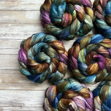 Load image into Gallery viewer, Grey Merino Tussah Silk Blend - &quot;Free Spirit&quot; - Hand Dyed Wool Combed Top - Soft Spinning Fiber
